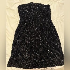 Black Mini Sequin Strapless Dress